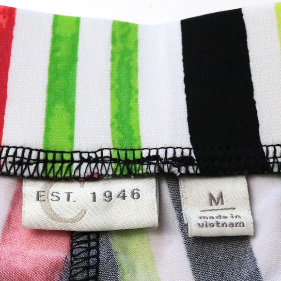 C Est 1946 Women Size M Colorful Stripe Stretch Pull On Wide Leg High Rise Pants - Picture 10 of 10